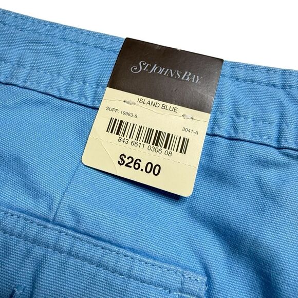 St John’s Bay Cotton Denim Shorts Flap Back Pockets Island Blue Sz 16 NWT - Picture 5 of 12